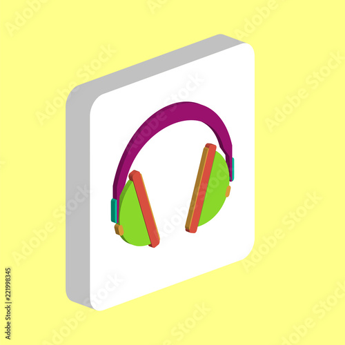 Headphones Simple vector icon. Illustration symbol design template for web mobile UI element. Perfect color isometric pictogram on 3d white square. Headphones icons for your business project