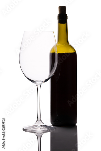 Red Wine Bottle with Glass