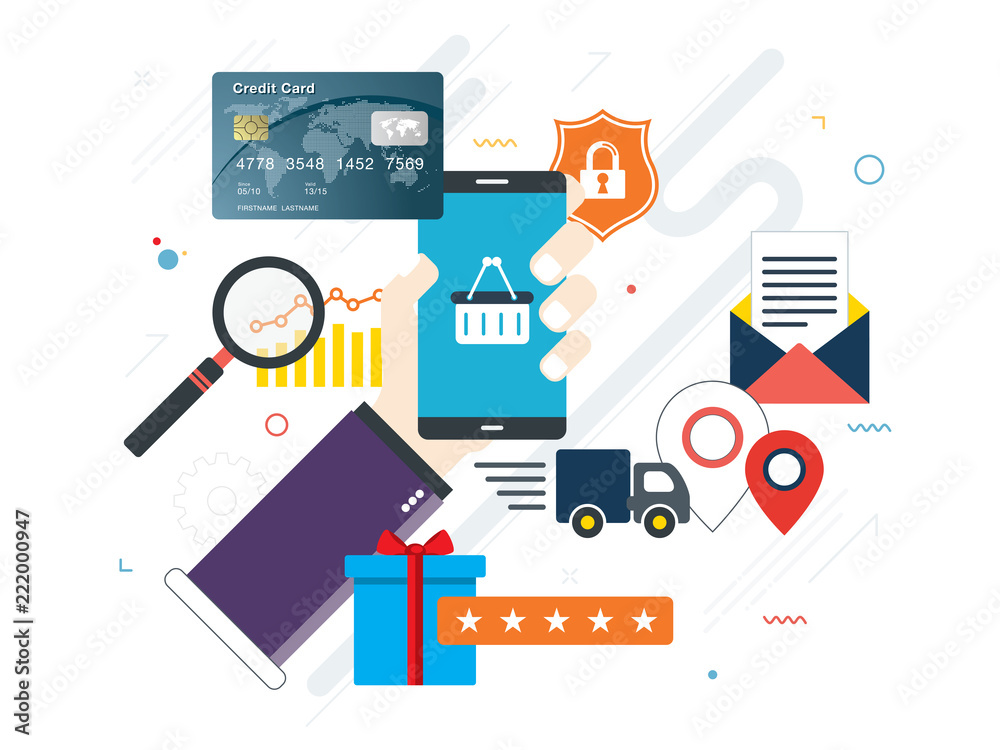 Purchase in internet shopping on smartphone. Purchase in internet shopping on smartphone.
