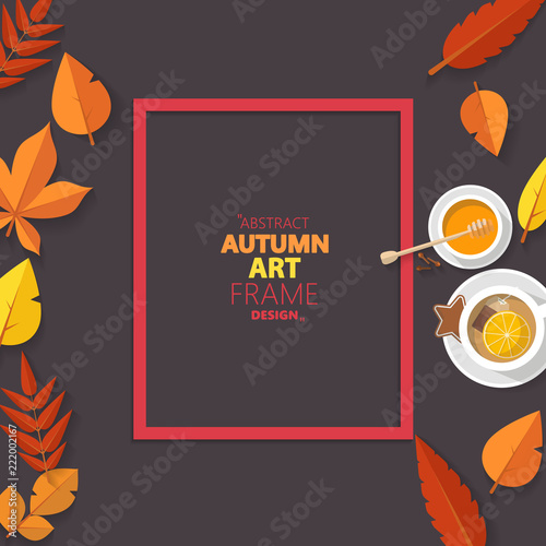 Autumn vector frame wirth autumn dried orange colored leaves. Useful graphics in vector Eps 10