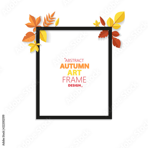Autumn vector frame wirth autumn dried orange colored leaves. Useful graphics in vector Eps 10