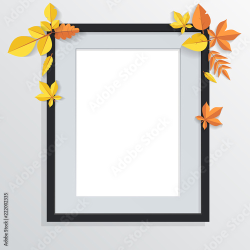 Autumn vector frame wirth autumn dried orange colored leaves. Useful graphics in vector Eps 10