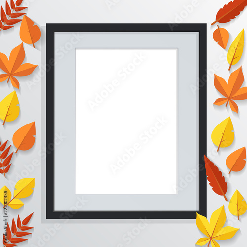 Autumn vector frame wirth autumn dried orange colored leaves. Useful graphics in vector Eps 10