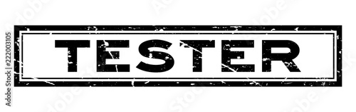 Grugne black tester word square rubber seal stamp on white background