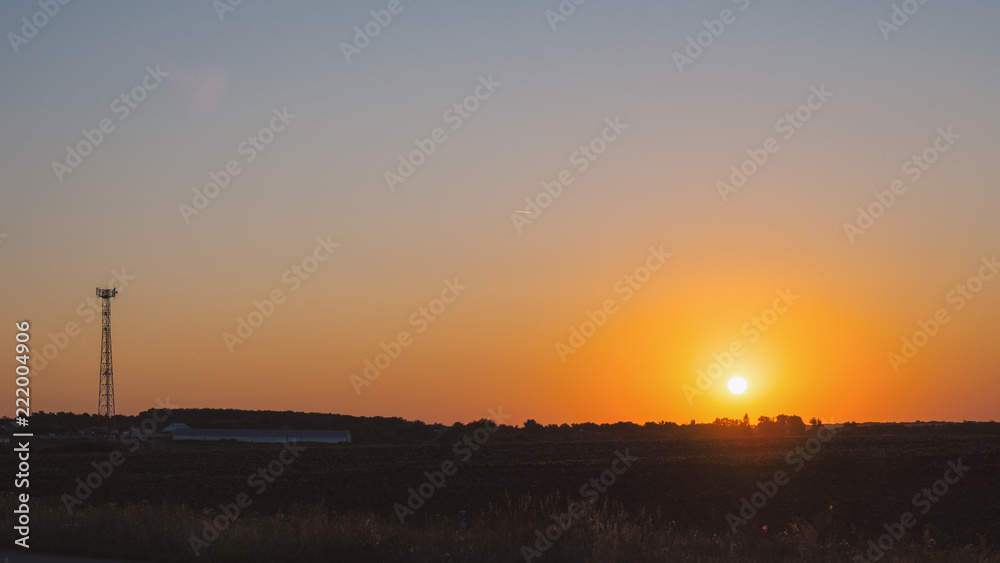 Dawn landscape in the field