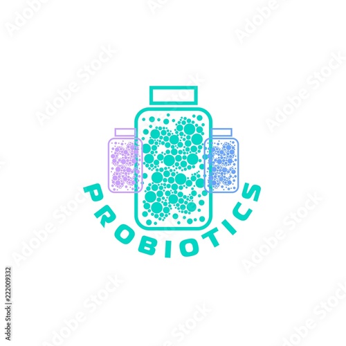 Probiotics logo. Bacteria logo. Concept of healthy nutrition ingredient for therapeutic purposes. Simple flat style trend modern logotype graphic design isolated