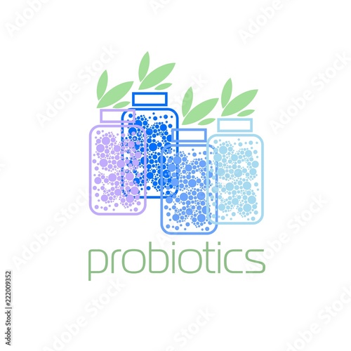 Probiotics logo. Bacteria logo. Concept of healthy nutrition ingredient for therapeutic purposes. Simple flat style trend modern logotype graphic design isolated