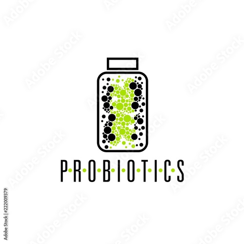 Probiotics logo. Bacteria logo. Concept of healthy nutrition ingredient for therapeutic purposes. Simple flat style trend modern logotype graphic design isolated