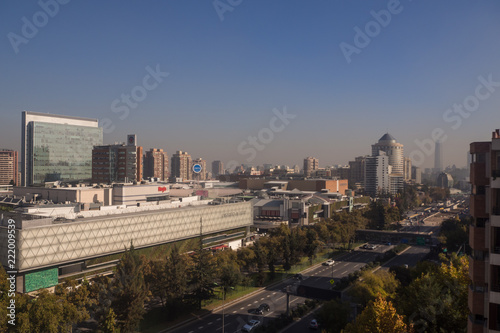 Panoramic of Santiago de Chile in las Condes, view of Parque Arauco luxury mall © Erlantz
