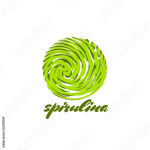 Illustration of superfood algae - spirulina in flat style. Isolated organic healthy food