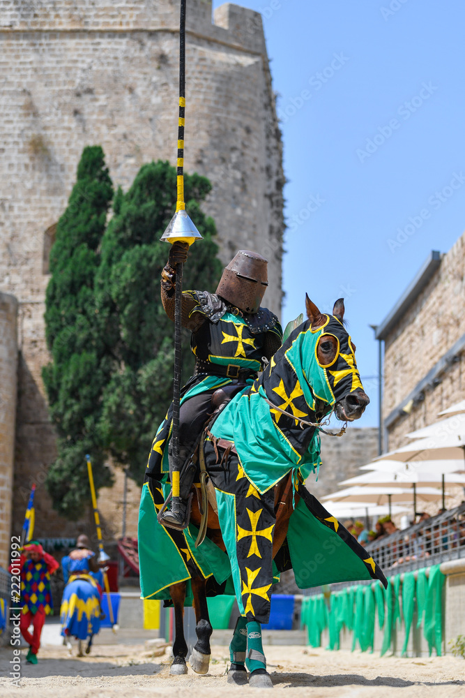 Knights fights in the old crusader fortress in old Acre