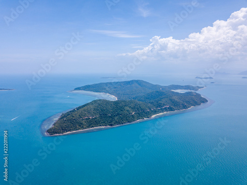 Flying above Sea Surface Towards Tropical Island