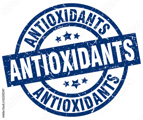 antioxidants blue round grunge stamp