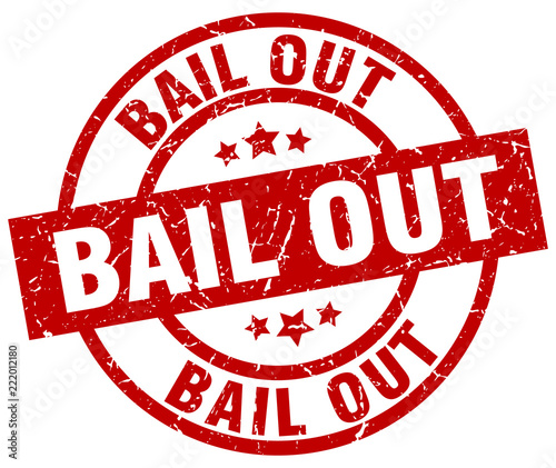 bail out round red grunge stamp