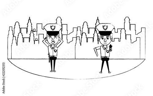Cops in the city sketch