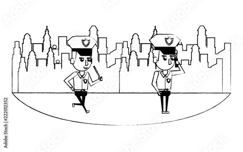 Cops in the city sketch