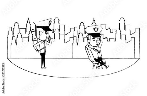 Cops in the city sketch