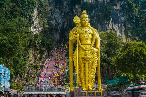 Entrance to Batu Cave and statue of God Morugan. Kuala Lumpur, Malaysia  photo