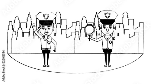 Cops in the city sketch