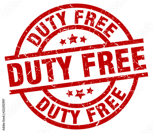 duty free round red grunge stamp