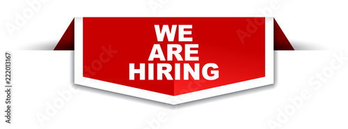 red and white banner we are hiring