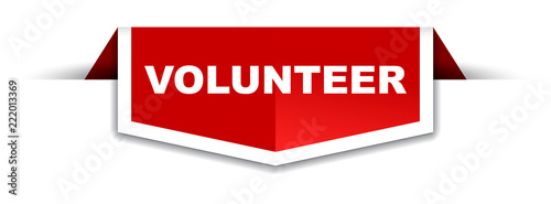 red and white banner volunteer