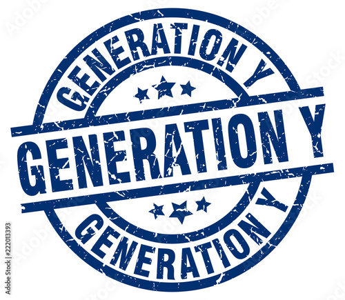 generation y blue round grunge stamp