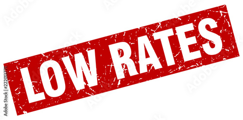 square grunge red low rates stamp