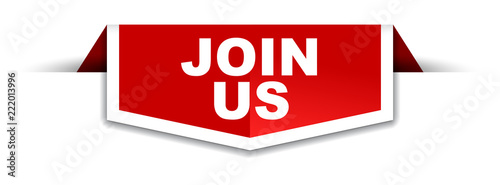 red and white banner join us