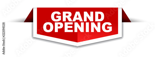 red and white banner grand opening