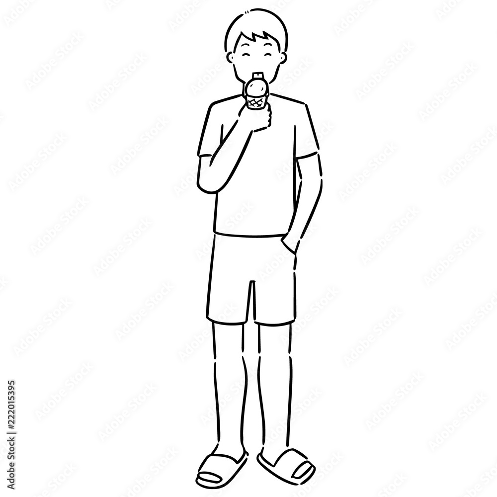 vector set of man eating ice cream