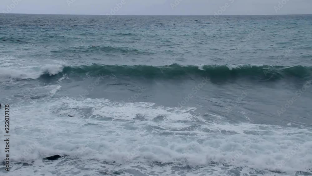 Summer storm on the sea, waves and splashes Summer storm on the sea, waves and splashes
