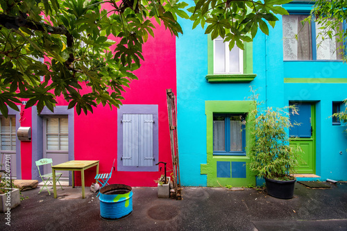 Trentemoult village in France colorful houses photo