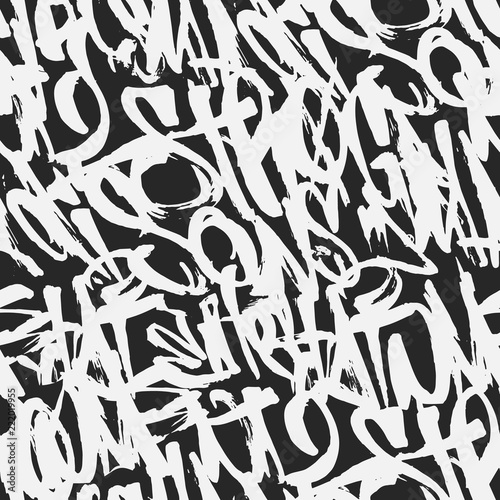 Vector graffiti grunge tags seamless pattern  print design.