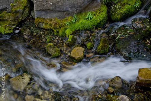 steam,flowing,water,moss,rocks,wet,texture photo