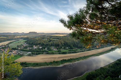 Landscapes of Saxon Switzerland - is the German part of Elbe Sandstone Mountains. The valley of the river Elbe.