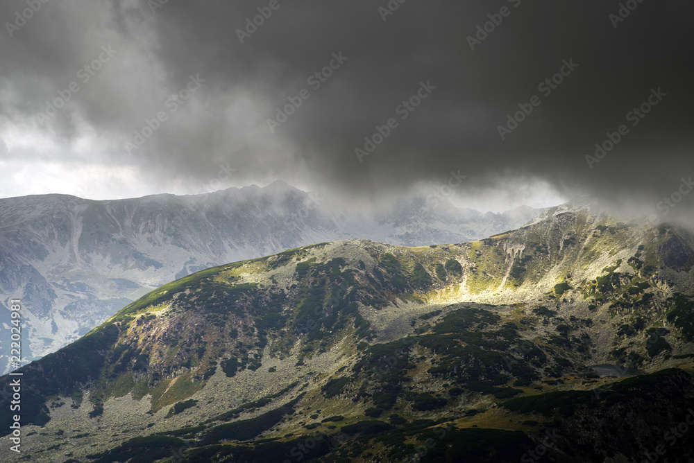 Stormy clouds over Retezat Mountains, Romania, Europe