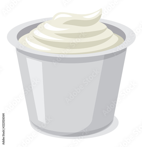 sour cream in plastic glass