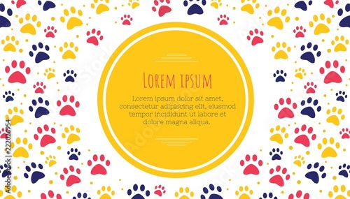 pet advertising banner templates. Place for text. veterinary clinic and zoo shop. grooming. paw ornament