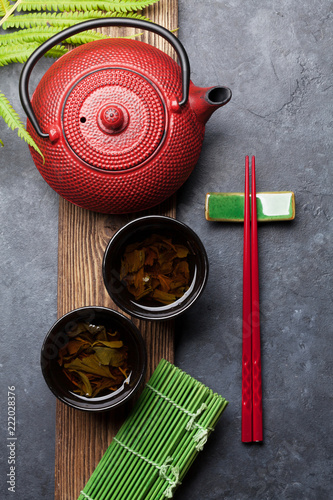 Green tea and sushi chopsticks