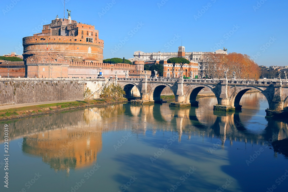 Castle Sant'Angelo and the bridge Sant'Angelo, Rome, Italy