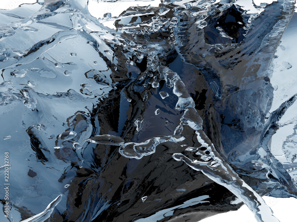 Fototapeta premium Splashing blue sparkling pure water. Abstract nature background