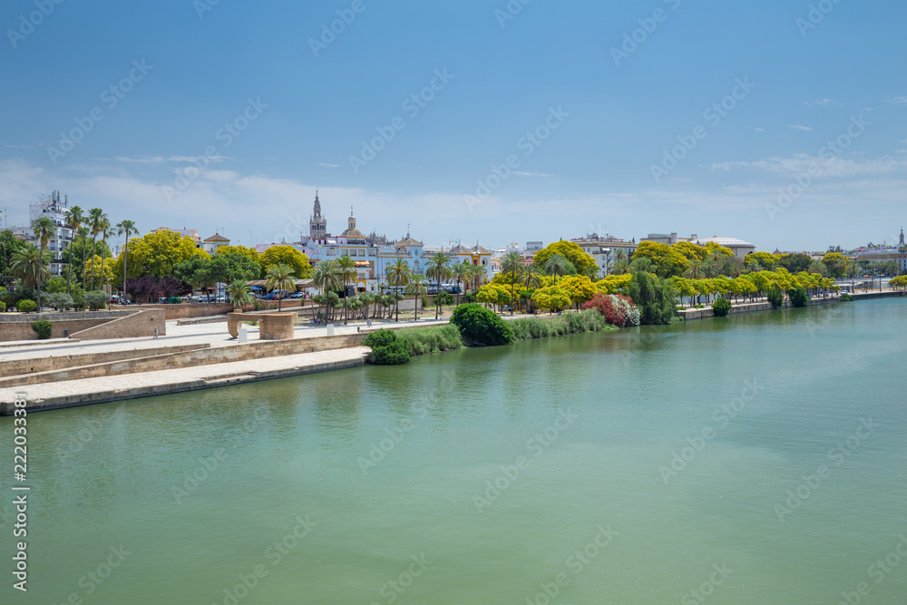 Seville, Spain, Riverside boulevard and a place for meetings and recreation.
Seville, Spain, Riverside boulevard and a place for meetings and recreation.