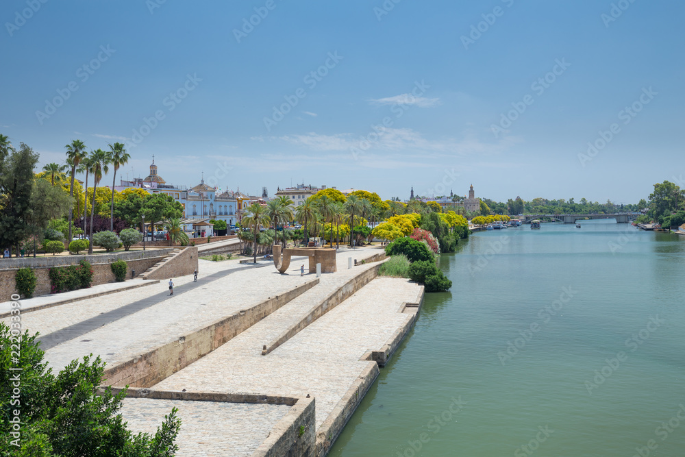 Seville, Spain, Riverside boulevard and a place for meetings and recreation.
Seville, Spain, Riverside boulevard and a place for meetings and recreation.