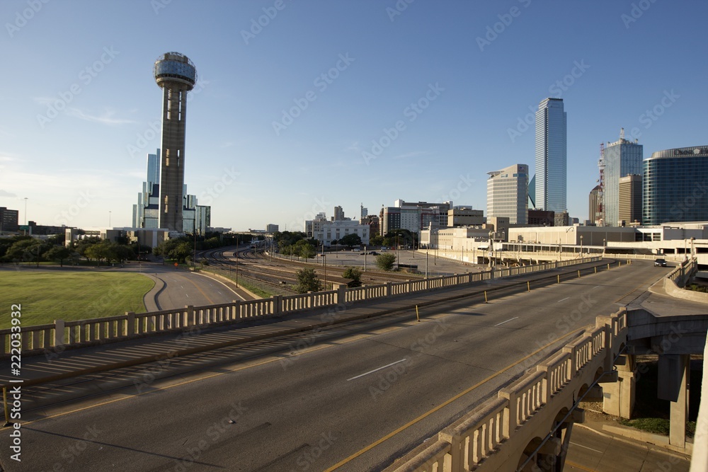 Downtown Dallas Buildings with Houston St. in view 