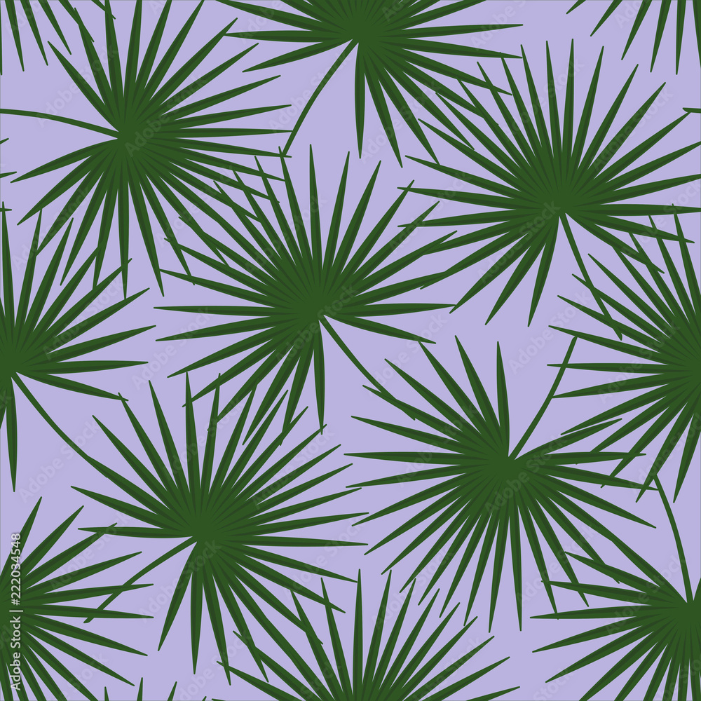 green palm leaves on a purple background livistona rotundifolia palm tree natural exotic tropical hawaii seamless pattern vector