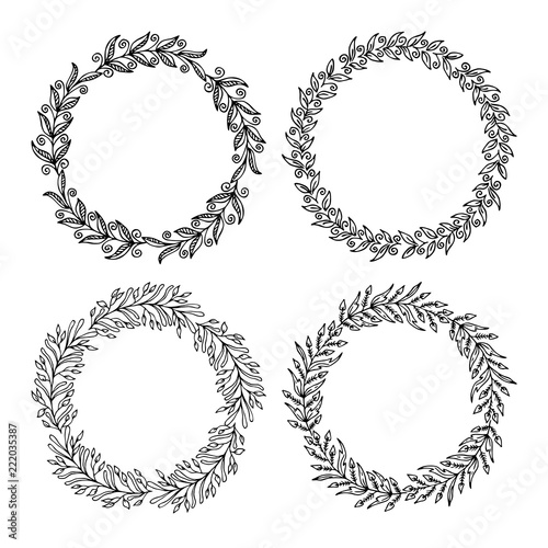 Hand drawn vector illustration - Laurels and wreaths. Design elements for invitations, greeting cards, quotes, blogs, posters and more. Perfect For Wedding Frames.