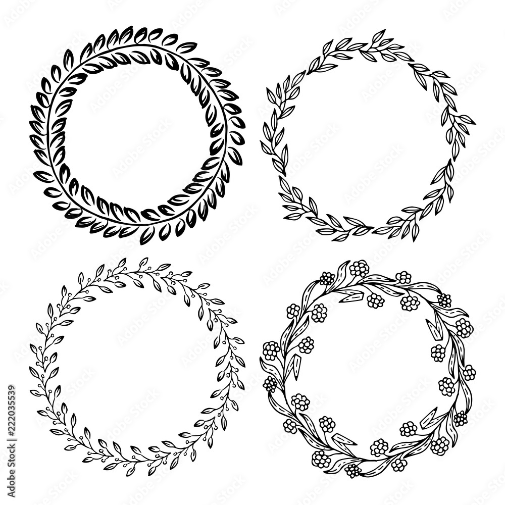 Hand drawn vector illustration - Laurels and wreaths. Design elements for invitations, greeting cards, quotes, blogs, posters and more. Perfect For Wedding Frames. Hand drawn vector illustration - Laurels and wreaths. Design elements for invitations, greeting cards, quotes, blogs, posters and more. Perfect For Wedding Frames.