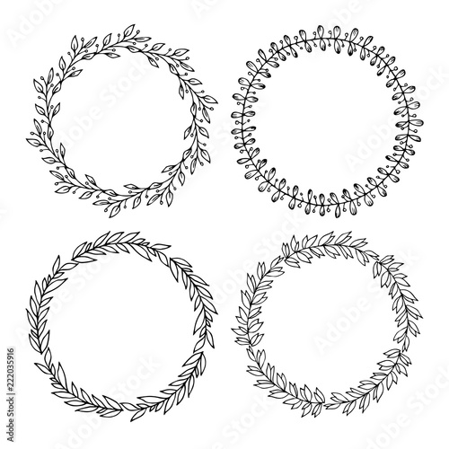 Hand drawn vector illustration - Laurels and wreaths. Design elements for invitations, greeting cards, quotes, blogs, posters and more. Perfect For Wedding Frames.
