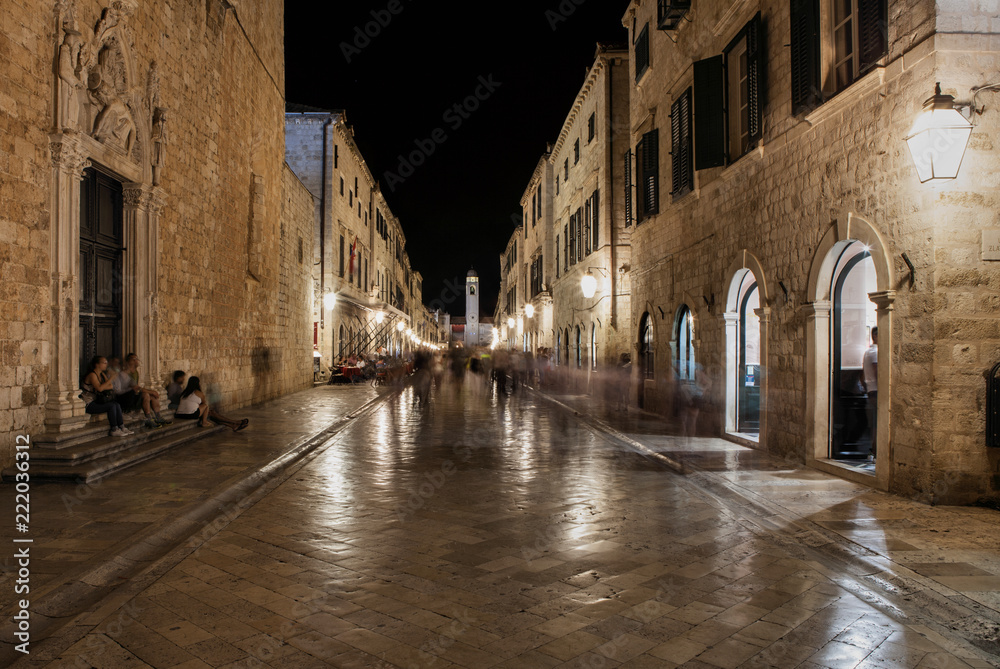 Fototapeta premium Dubrownik at night in Croatia, Europe